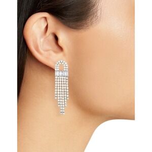 Nordstrom Silver Crystal Dangle‎ Drop Earrings Statement Party Cocktail Glam